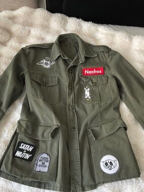 Vintage Olive Green Field Jacket/Shacket with Custom Patches